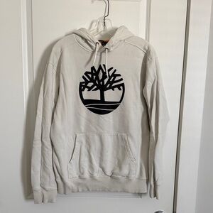 Timberland Men’s White Logo Hoodie with Black Tree Logo